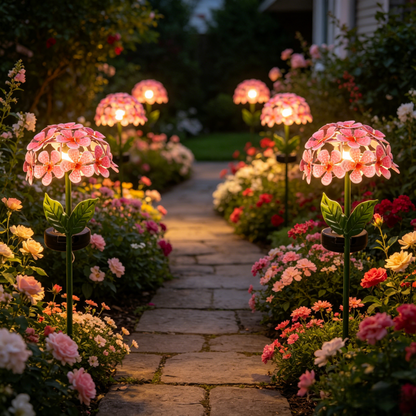 Outdoor Hydrangea Solar Garden Lights
