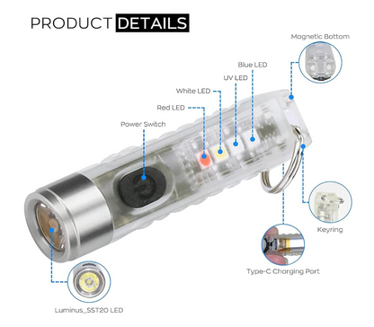 Mini Rechargeable Pocket Flashlight Keychain