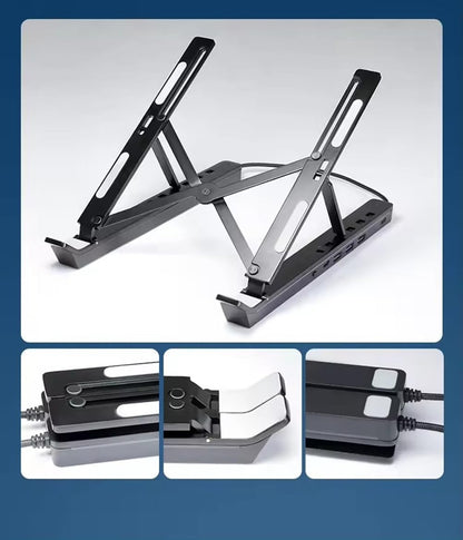 LED Laptop stand With USB-C Docking Station