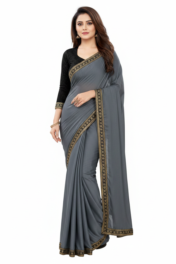 Lycra Solid Saree Enhanced
